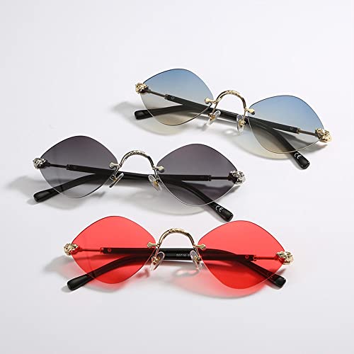 Small Rimless Steampunk Sunglasses Women Men Rhombus Sun Glasses Ladies Retro Style Travel UV4003