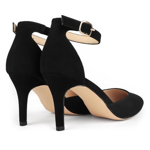 Image of JOY IN LOVE Closed Toe Heels Pumps for Women 3IN Stiletto Pointed Toe Ankle Strap Heels