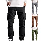 Pantalones cargo de combate para hombre, pantalones de trabajo casuales, overoles sueltos, cómodos, cintura elástica, pantalones holgados de seguridad con múltiples bolsillos, pantalones al aire libre