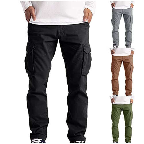 Pantalones deportivos para hombre, dobladillo abierto, pantalones cargo de combate para hombre, pierna recta, ajuste regular, pantalones chinos resistentes a las arrugas, pantalones de frente plano