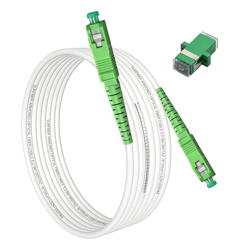 Armored SC/APC to SC/APC Fiber Optic Internet Cable 3.0mm G657A2, Pet-Proof Crush-Resistant OS1/OS2 Compatible Patch Cord Jumper for FTTH Fiber Internet Replacement and ONT Router Setup (White, 2 m)