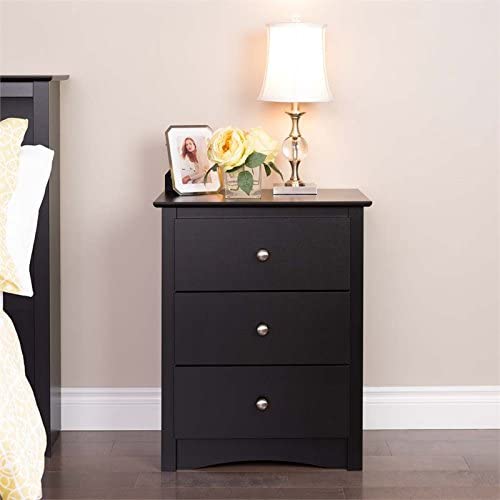 Prepac Sonoma Nightstand, Tall 3-Drawer, Black #TOP1