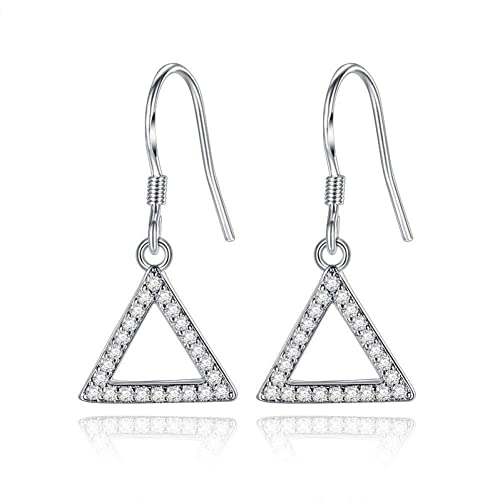 Pendientes de plata 925 de mujer con cristal redondo para orejas sensibles