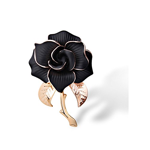 Rose Gold Flower Brooch Black White Rose Petals Brooches &