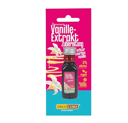 DECOCINO Vanille-Extrakt (20 ml) natürlicher Vanille Geschmack ohne Alkohol, aus Madagascar Bourbon – für Kuchen, Torten und Getränke – Vegan
