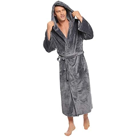 Vlazom Men's Flannel Hooded Dressing Gown Cover