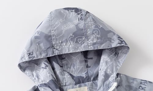 Meufam Toddler Boys Girl Cartoon Dinosaur Print Windproof Zipper Jacket Hooded Trench Long Sleeve Windbreaker Outerwear4