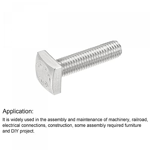 Image of uxcell Square Head Bolt, 5pcs M10x35mm Fully Thread 304 Stainless Steel Grade C Square Machine Screws