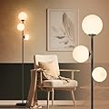 3 Globe Vintage Floor Lamp - 3 Color Options Moderm Floor Lamps for Living Room, Mid Century Standing lamp Home Decor for Bedrooms Office, 15W 1500 Lumens (Matte Black, Bulbs Included)