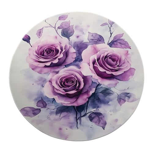 Tapis rond violet rose 80cm lavable et antidérapant - 8