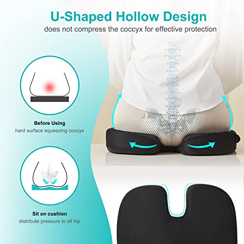 Vigboat Seat Cushion, Office Chair Cushions For Long Sitting, Memory Foam Butt Pillow With Handle, Ergonomic Coccyx, Sciatica, Hip, Back, Tailbone Pain Relief Pad For Desk Chair, Wheelchair, Car Seat #TOP4