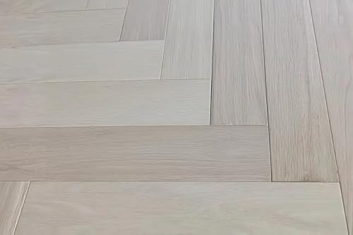 Woodstore24 Eiche Parkett Fischgrät Natur, 14 mm stark, unsichtbar lackiert, 90 x 450 mm, hochwertiger Holzfußboden für Wohnzimmer, Schlafzimmer & Büro - für Fußbodenheizung geeignet