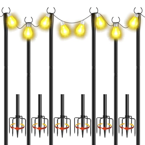 Poteaux lumineux en métal pour extérieur avec supports de clôture Lot de 6