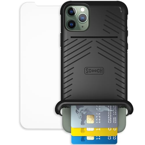 Scooch Wingmate Wallet Case for iPhone 11 Pro Max (Black) with Screen Protector