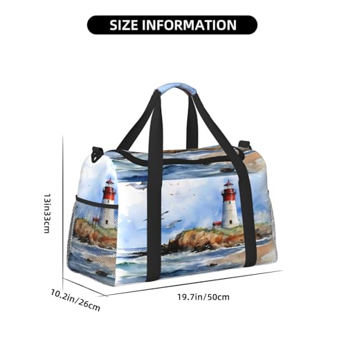 Sea Beach Lighthouse Duffle Bag Travel Duffel Bags for Men Women Waterproof Gym Overnight Weekender Bag Carry on Tote Bag3