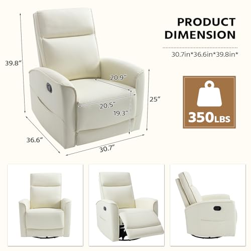 Image of HAOMARKETS Swivel Rocker Recliner Chair Set of 2, Manual Faux Leather Glider Rocking Recliners for Adults, 360 Swivel Nursery Reclining Sofa with Storage Pocket