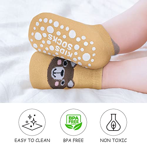 Vicloon rutschfeste Socken für Baby, 6 Paar Baby Socken Baumwolle, Kleinkind Socken Baby, kurz Kinder Anti Rutsch SockenKinder Anti Rutsch Socken for Babies Toddlers and Kids