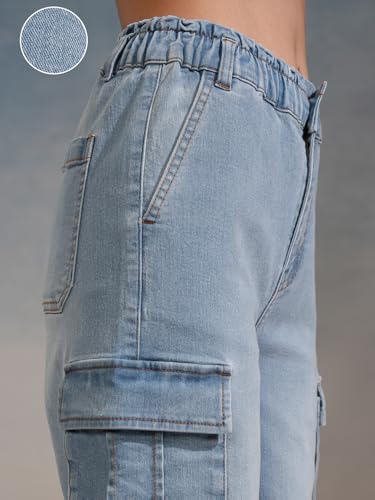 Image of Tokyo Talkies Women Cargo Jeans | Straight fit