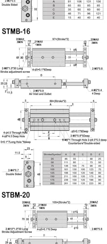 Vérin pneumatique double arbre STMB alésage 10mm finition usinée - 8