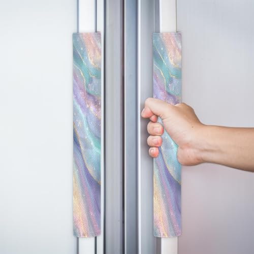 Image of Refrigerator Door Handle Covers Set of 2 Color Marble Texture Washable Fridge Dishwasher Mocrowave Oven Stove Decor Protector Handle Cover Keep Kitchen Appliance Clean from Food Stains Decorate