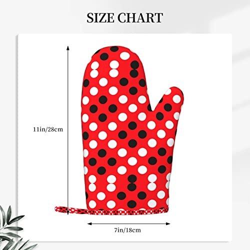 Red White Polka Dot Printed Silicone Oven Mitts Heat Resistant Non-Slip Oven Gloves Set Of 2 For Kitchen Baking, Grilling #TOP2
