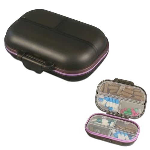 Pill Organiser, Pill Box, 7 Compartments, Moisture-proof Sealed Medicine Box, Can be Used for Placing Tablets, Vitamins, Fish Oil, etc. (Black)