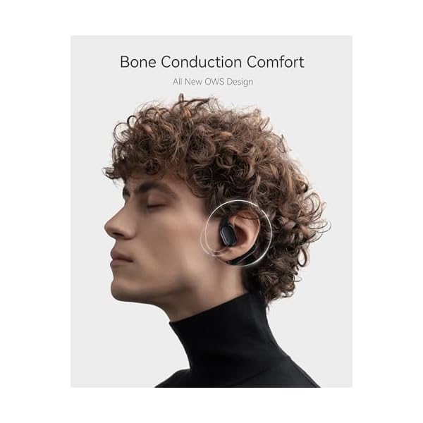 True Wireless Bone Conduction Headphones, OWS Open Ear Earphones with Earhooks, Bluetooth 5.3, Up to 60H Playtime with Case, IP68, AAC/SBC, for Cycling Yoga Workouts - Image 3