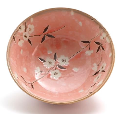 D6.6 inch, Japanese Ramen Noodle Bowl Cherry Blossom, Commercial Tableware (Pink)