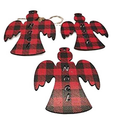 Lnfxkvva 10 adornos colgantes de madera para árbol de Navidad, adornos de un solo lado, celosía roja, copo de nieve, regalo de Navidad, 12 unidades