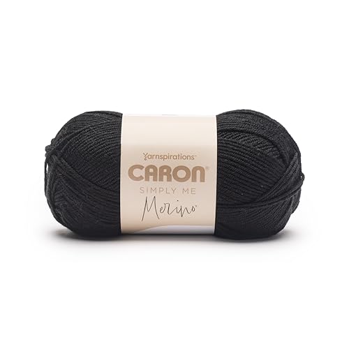 Image of Caron Simply Me Merino Soft Yarn for Crocheting, Pitch Black, 3-Pack | #3 Light DK Yarn, 50% Merino Wool & 50% Acrylic, Soft Yarn for Crocheting, Knitting & DIY Crafts, 215yd, 100g /3.5oz per skein