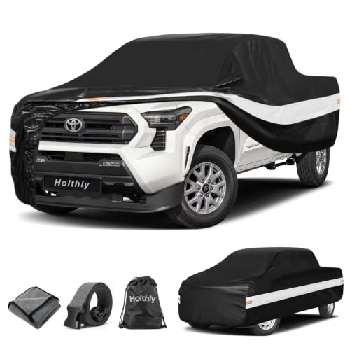 Image of 10 Layers Truck Cover Waterproof All Weather Custom Fit Toyota Tacoma(1995-2026) Xtra /Access /Double Cab Short Bed, Outdoor Full Exterior Pickup Car Cover Sun Rain Snow Ice Protection. Black