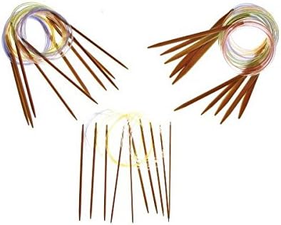 40" Inch Circular Premium Bamboo Knitting Needles by StitchBerry, 15 Set Collection (US#0 2mm - US#15 10mm)