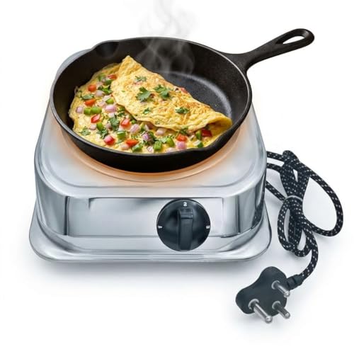 Image of Drumstone 2000W Electric Hot Plate Single Burner - High-Efficiency Fast Heating Cooktop with Durable Chrome Surface, Even Heat Distribution, Portable Compact Design for Kitchen, Office & Travel Use