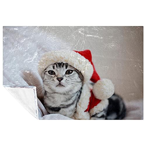 Couverture chaude chat de Noël plaid isolant idéal pique-nique et lit - 2