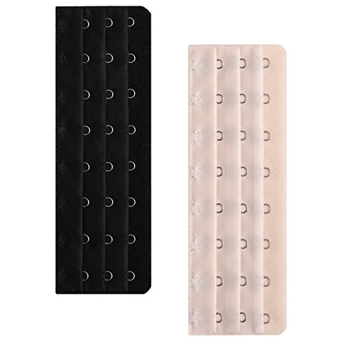 Cxapnstou Corset Extender 8 Hooks Bra Extender for Plus Size Pack of 2 Black&Light Beige