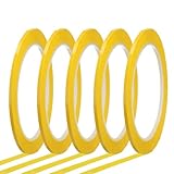 QUARKZMAN Whiteboard Tape 3mm x 66m Pinstripe Graphic Chart Line Grid Marking Tapes Pour Classroom Office Dry Erase Board Art, Dark Yellow, Pack of 5