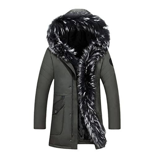 Manteau d'hiver chaud pour homme avec capuche en fourrure : doudoune épaisse en duvet Haitpant L