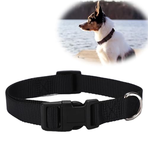 LJFEA Collar Perro, Collar Nylon Reflectante Neopreno Forrado Ajustable para Perros Medianos, Negro