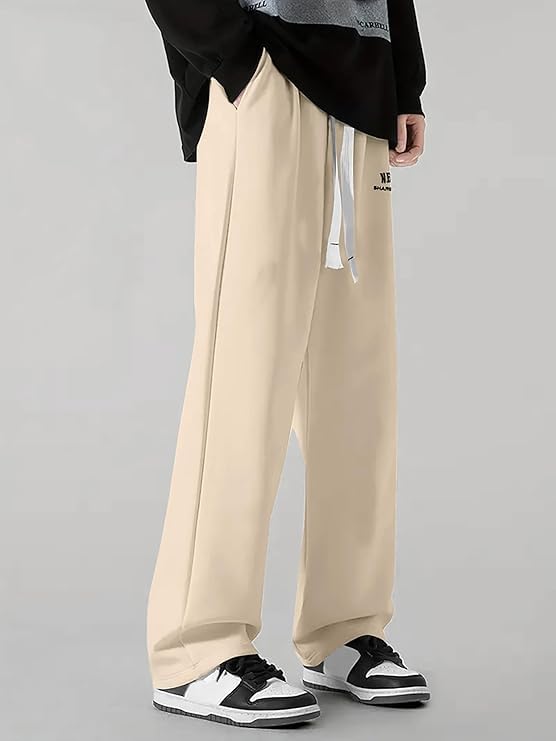 Image of Samfor Mid-Rise Stretchable Joggers in Premium Polycotton Comfort Blend for Street and Lounge Wear - Korean Style Baggy Track Pants for Men