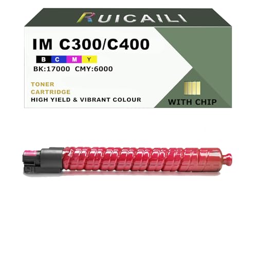 RUICAILI IM C300 C400 Compatible Toner Cartridge Replacement for Ricoh Work with IM C300 C400 Printer (1, Magenta)