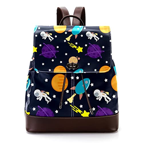 Mochila de cuero sintético de lobo y luna, para adultos, unisex de moda, para estudiantes universitarios, Multicolor 14