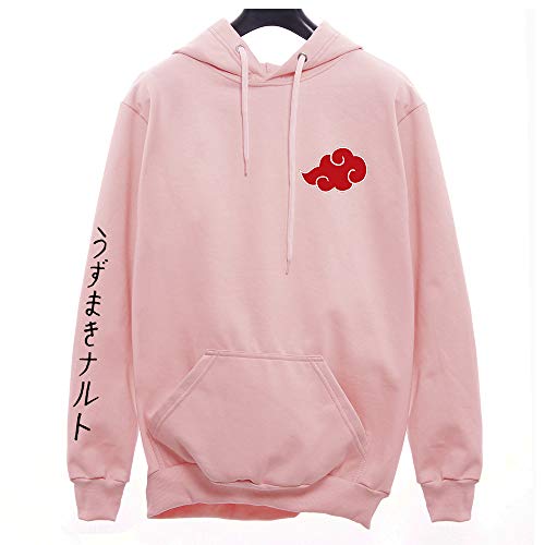 Moletom Canguru Unissex Naruto Nuvem Akatsuki Escrita Manga Anime (Rosa, P)