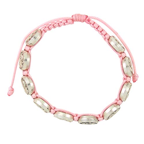 Needzo St Therese of Lisieux Pink Cord Catholic Bracelet2