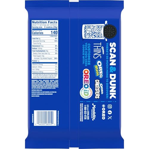 Image of OREO Dark Chocolate Creme Chocolate Sandwich Cookies, Family Size, 17 oz