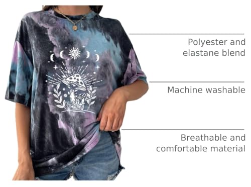 Image of Remidoo Women's Casual Oversized T Shirt Short Sleeve Graphic Tee Letter Tie Dye Shirts