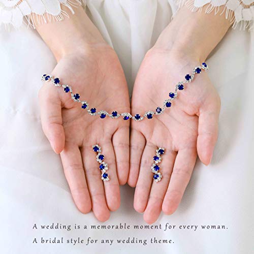 Unicra Bride Silver Necklace Earrings Set Crystal Bridal Wedding Jewelry Set Rhinestone Choker Necklace for Women and Brides4