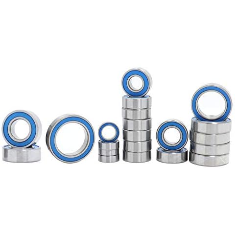 RC Bearing Kit Compatible with Traxxas Slash 4X4 4WD VXL ABEC 3 Blue Rubber Sealed Precision Ball Bearings (21) Cover