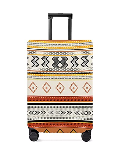 Travel Luggage Cover Spandex Elastic Suitcase Cover for Luggage, Scratch Proof Luggage Cover Protector for Trunk Case 26-28 Inch Luggage, Art Boho Style Texture Brown