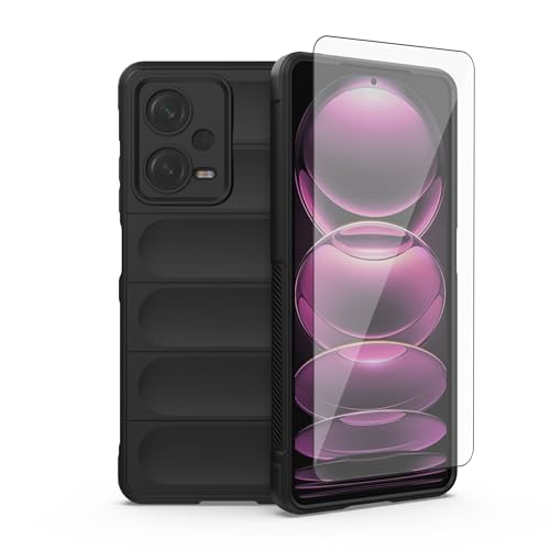 Coque Xiaomi Poco X5 Pro et Redmi Note 12 Pro 5G en silicone noir fin avec verre trempé