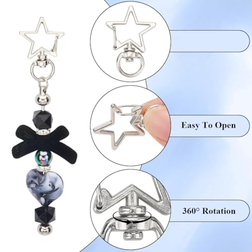Image of 12 PCS Star Keychain Clasps with Rings for Jewelry Making and DIY Crafts